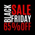 65 percent price off. Black Friday sale banner. Discount background. Special offer, flyer, promo design element. Vector Royalty Free Stock Photo